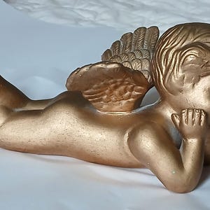 Vintage Gold Bronze Cherub Angel
