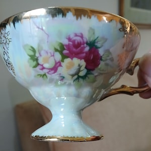 Vintage Norcrest Teetasse und Untertasse Set Floral Roses