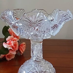 Antique EAPG 1898 Magna Pattern Compote Pressed Glass Co-Operative Flint Glass Company