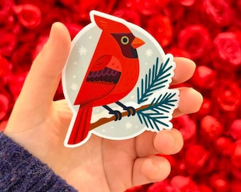 Adesivo con uccello cardinale rosso: adesivo in vinile impermeabile per laptop, bottiglia d'acqua, regalo per gli amanti degli uccelli