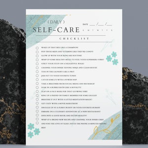 Daily Self Care Checklist, Self-Care Habit Tracker, Instant Download, Self-Care Plan, Daily Wellbeing Tracker, Digital, Wellness Planner
