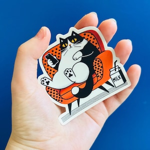 Cat Sticker, Cat, Grumpy Cat Sticker, Chunk Cat Sticker, Water Bottle Sticker, Cat mom sticker, Lazy Cat Vinyl Sticker, Crazy Cat Lady Decal
