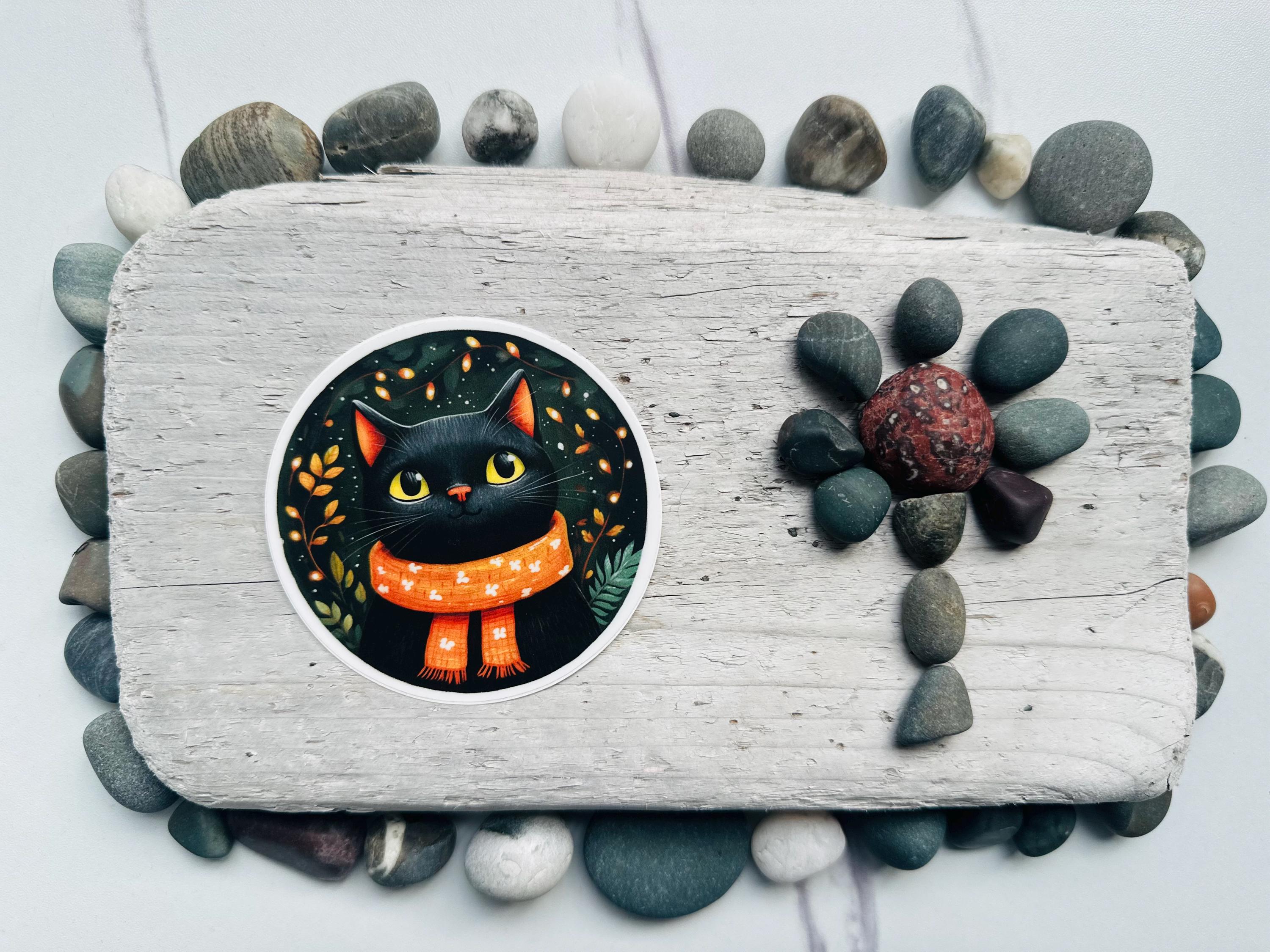 Black Cat Vinyl Sticker: Weatherproof Matte Decal for Water Bottle - Etsy