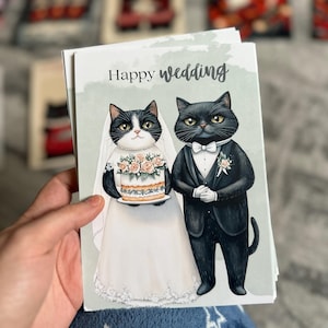 Cute cats wedding card, Funny cat wedding card, Cats wedding card, Wedding, Congratulations, Cats, Cat Lovers, Cat Cards, Congrats, Postcard