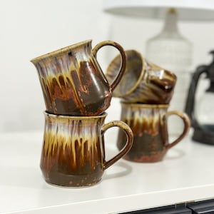 Handmade Glazed Stoneware Pottery Mug: Copper Green Grey