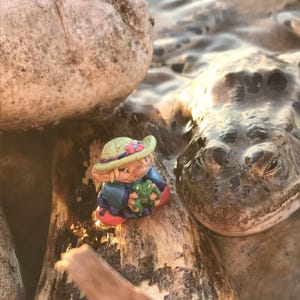 Handmade Garden Gnome Figurine, Clay Miniture Desk Buddy/Garden Goblin, Fantasy Home Decor, Terrarium Accessory