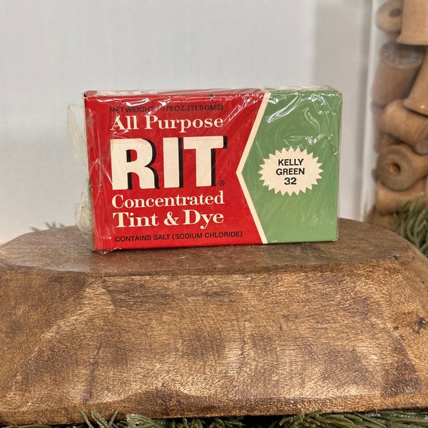 Vintage 1950’s All Purpose Rit Concentrated Tint & Dye Kelly Green 32 Collectors Dye Home Decor Accent Collectible Retro Advertisement Box