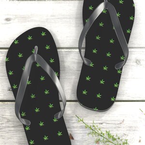 Pot Leaf Flip Flops: Green Cannabis 420 Print