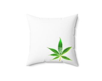 Marijuana Themed Pillow Green Pot Leaf - Spun Polyester Square Pillow