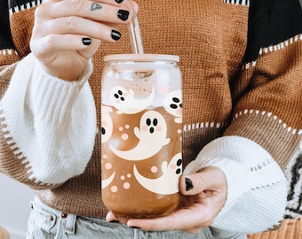 バンドル ゴースト Libbey SVG Libbey ガラスラップ、ビール缶グラス SVG、Libbey、かわいいゴースト SVG、ハロウィン Libbey SVG、ゴースト缶グラス SVG