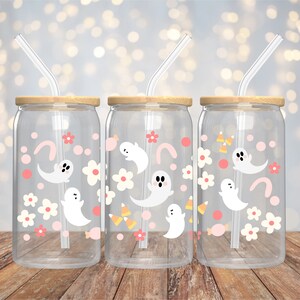 Ghost Libbey Glass Wrap SVG PNG | Halloween Beer Can Glass Design | 16oz Libbey Cup Wrap Digital File for Sublimation & Crafting