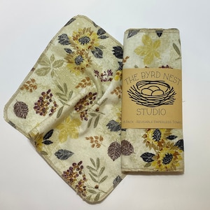 Paperless towels - Set of 8 - Fall Flowers