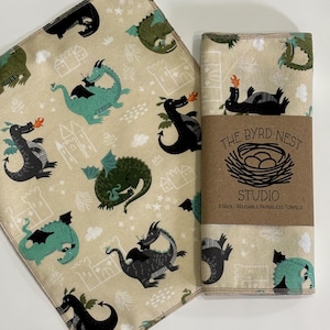 Paperless towels -Set of 8 - Dragons
