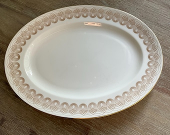 Vintage Wedgwood Persephone Gold Oval Serving Platter, Fine Bone China (15")