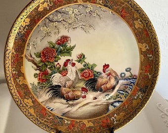 Boehm Porcelain Plate Set: Faithful Family Fancy Fowl, Bright Dawn 1977