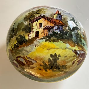 Vintage Hand-Painted Italian Trinket Dish, Lidded Ring Dish, Paci Torgiano PG, 1960’s, Made In Italy