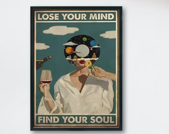 Music Vintage Poster, Lose Your Mind Find Your Soul,POSTER or CANVAS Wall Art,Unique Wall Decor,Home Decor