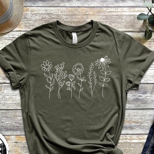 Wild Flowers Shirt, Wildflower Tshirt, Floral Shirt, Botanical Shirt, Flower Shirt, Nature Lover Shirt,Ladies Shirts, Womens Tees,Flover Tee