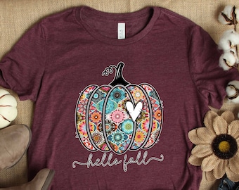Hello Fall Leopard Print Pumpkin, Fall Vibes Shirt, Happy Fall Y'All, Hello Fall Shirt, Thanksgiving Shirt, Buffalo Plaid Thanksgiving Shirt