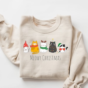 Meowy Christmas Sweatshirt,Happy Cat Year Shirt,Funny Christmas Cat Shirt,Cat Christmas Sweatshirt,Cats Sweatshirt,Cat Lover Christmas Shirt