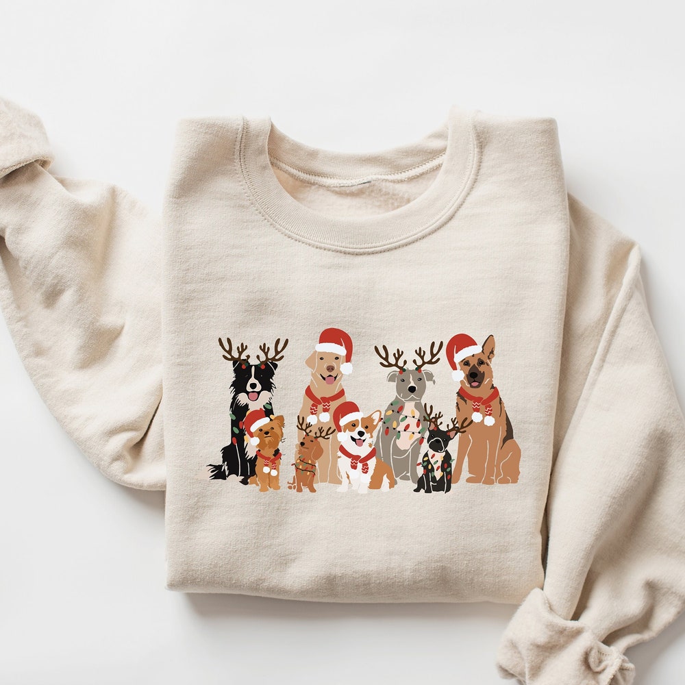Happy Christmas Christmas Dog Sweatshirt, Dog Owner Christmas Gift, Dog Christmas Sweatshirt, Christmas Sweater, Holiday Sweater, Christmas Shirt, Dog Gift Christmas Tree Gifts For Day Shirtstylecentral