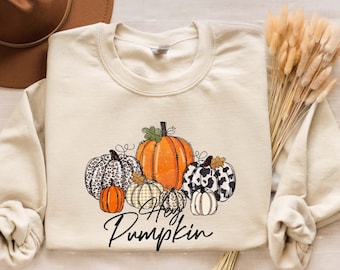 Camicia autunnale da donna Camicia del Ringraziamento, Hey Pumpkin Shirt, Felpa del Ringraziamento Maglione carino del Ringraziamento Felpa con zucca a maniche lunghe