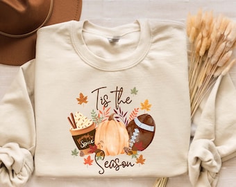 Tis The Season Sweatshirt, Fall Coffee Shirt, Hot Coffee Shirt, Coffee Lovers Shirt, Fall Shirt, Pumpkin Latte Drink, Thanksgiving,Pumpkin