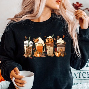 Halloween Coffee Sweatshirt, Fall Coffee Sweatshirt, Halloween Crewneck, Pumpkin Spice Shirt, Coffee Lover Shirt, Pumpkin Coffee Sweatshirt