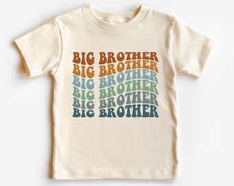 Big Brother Peuter Shirt - Retro Kids Zwangerschap Aankondiging Shirt - Sibling Natural Baby, Toddler & Youth Tee