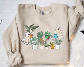 Ghost Plant Lady Sweatshirt, Ghost Plant Shirt, Halloween Plants Sweatshirt, Halloween Ghost Sweatshirt, Halloween Gift for Plant Lovers