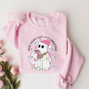 Ghost Dead Inside But It’s Christmas Boo jee Sweatshirt Bougie Ghost Sweatshirt, Funny Christmas Ghost Sweater, Boojee Holiday Shirt
