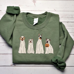 Halloween Sweatshirt,Halloween Sweater,Ghost Sweatshirt,Halloween Dog Sweatshirt,Ghost Dog Shirt,2023 Happy Halloween,Retro Spooky Season
