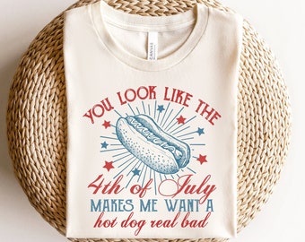 Je ziet eruit als de 4e juli, grappig 4 juli shirt, hotdog minnaar shirt, zorgt ervoor dat ik een hotdog echt slecht shirt wil, Independence Day Tee