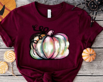 Watercolor Pumpkin T-shirt, Colorful Pumpkin Shirt, Watercolor Pumpkins, Halloween Shirt, Autumn Shirt, Cute Fall Shirt, Gift For Halloween