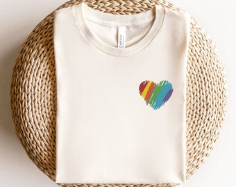 Pride Heart Embroidery Design Shirt , Pride Shirt, LGBTQ+ Shirt, Embroidery Pride Celebration Shirt, Embroidery Style Pride Tshirt,