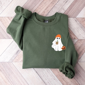 Little Ghost Ice Coffee Shirt, Ghost Sweatshirt, Halloween Tee, Cute Ghost Shirt, Little Ghost Ice Coffee Sweatshirt