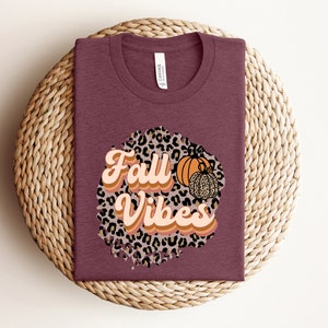 Fall Vibes Leopard Retro Shirt, Fall Shirt,Thanksgiving Shirt,Hello Pumpkin,Fall Vibes,Thankful Grateful Blessed Shirt,Thanksgiving Shirts