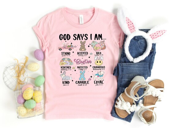 Easter bunny shirt, God says I am unique strong easter shirt, Easter teacher shirt, Easter shirt, bible verse shirt, god says i am shirt