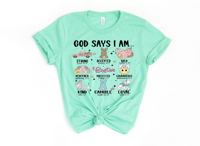 Osterhase Shirt, Gott sagt ich bin einzigartiges starkes Shirt, Ostern Lehrer Shirt, Bibel Vers Shirt, Gott sagt, ich bin Shirt Bild 3