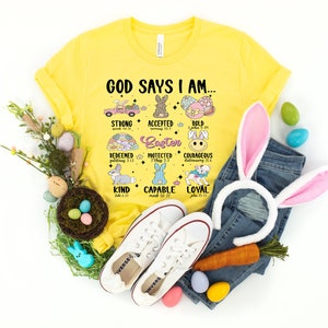 Osterhase Shirt, Gott sagt ich bin einzigartiges starkes Shirt, Ostern Lehrer Shirt, Bibel Vers Shirt, Gott sagt, ich bin Shirt Bild 2