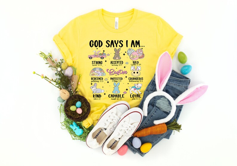 Osterhase Shirt, Gott sagt ich bin einzigartiges starkes Shirt, Ostern Lehrer Shirt, Bibel Vers Shirt, Gott sagt, ich bin Shirt Bild 2