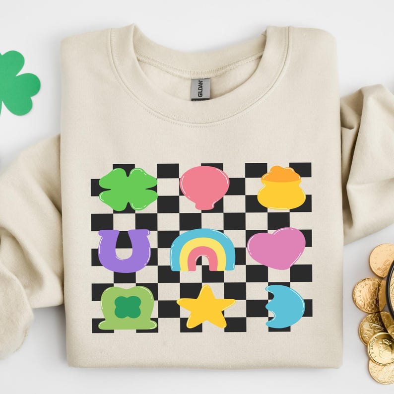 Moletom do Dia de São Patrício, Moletom da Sorte, Camiseta do Dia de São Patrício, Camiseta com Trevo, Suéter Arco-Íris, Moletom da Sorte, Dia de São Patrício imagem 1