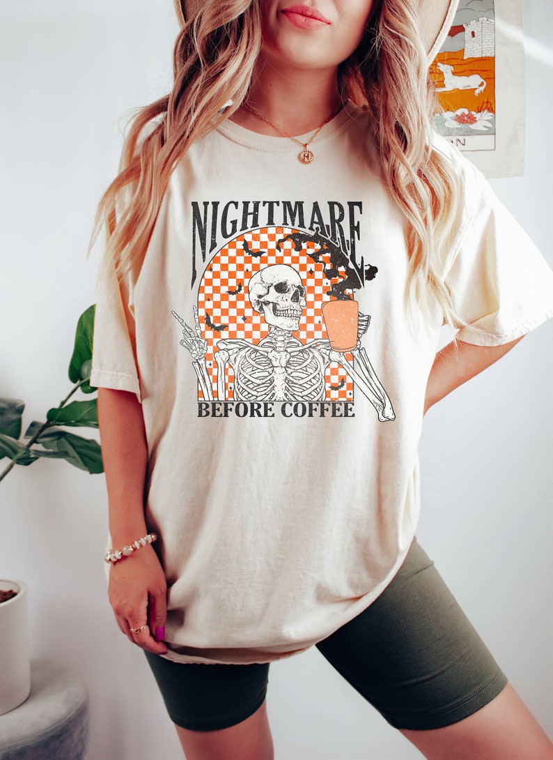 Coffee Sweatshirt, Funny Halloween Sweatshirt, Skeleton Halloween Shirt Coffee Fall Shirt, Fall Sweatshirt for Women skeleton sweatshirt image 3