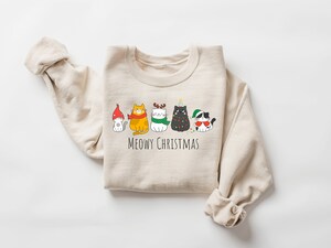 Sweat Hanukkah Moche - "Joyeux Hanukkat Meowy Christmas" - Pull Humoristique Pour Les Fêtes De Hanoucca