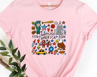 Happy 250 America Shirt,Patriotic Kids T-Shirt,1776-2026 250th Anniversary Gift for Kids, Independence Day Tee,Adult Youth Toddler Baby Top