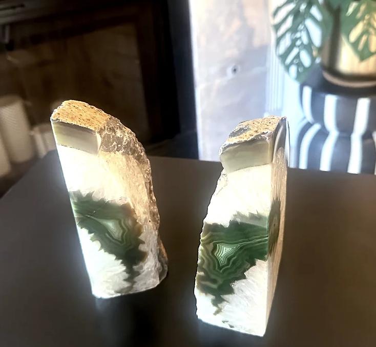 ユニークな7ポンドクリスタルアゲートブックエンドXXL（グリーン