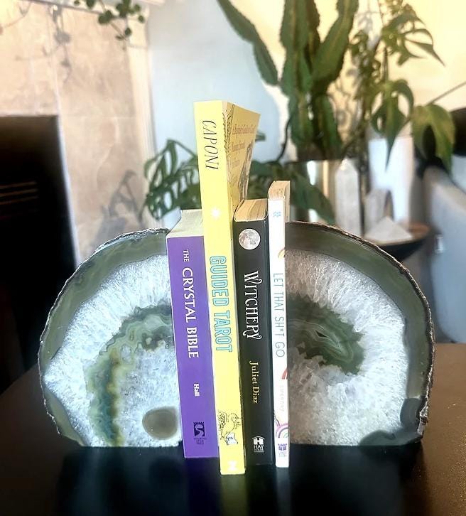 ユニークな7ポンドクリスタルアゲートブックエンドXXL（グリーン