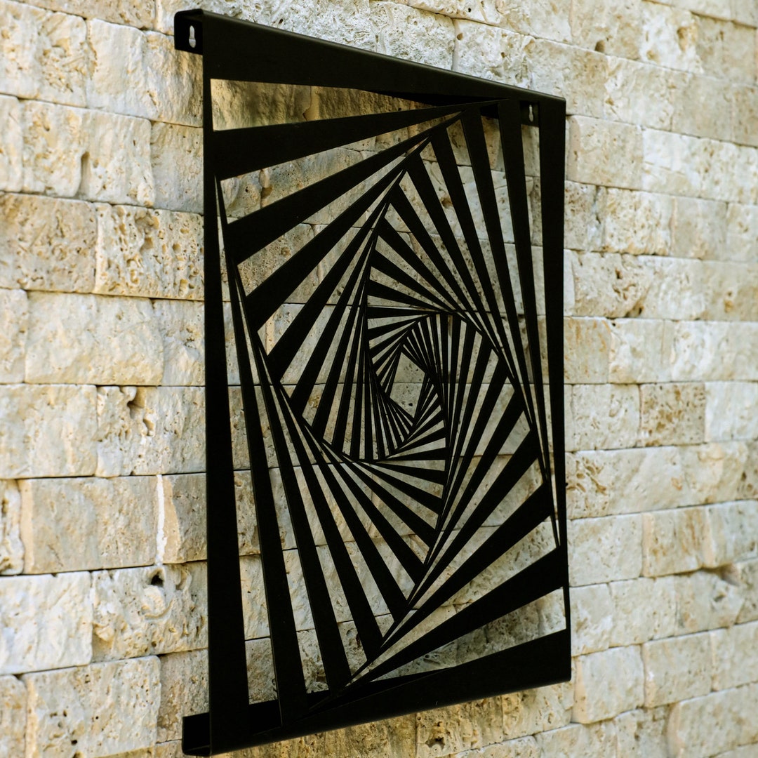 Metal Wall Painting With Illusion Design Geometric Design Etsy