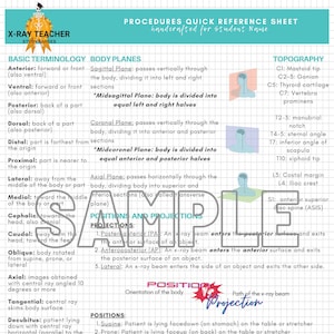 DIGITAL VERSION ARRT Study Guide: Procedures Quick Reference Sheet - Personalized w/ Name + Color (X-ray study tool, great graduation gift!)