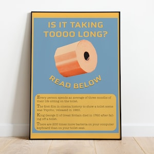 Funny Bathroom Poster, Vintage Bathroom Prints, Interesting Facts, Bathroom Signs, Slogan Print, Paper Roll Funny Toilet